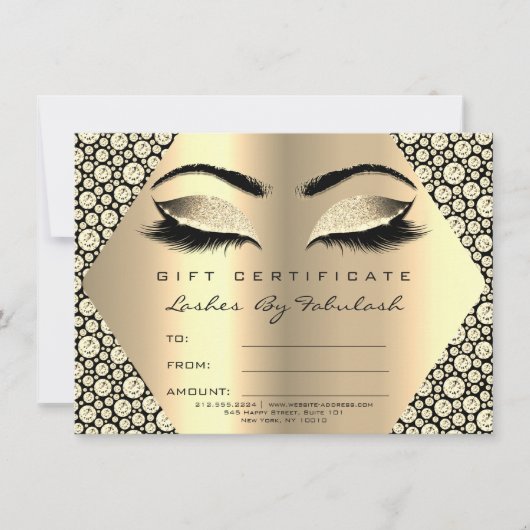 Lashes Makeup Gold Diamond Certificate Gift (Voorkant)