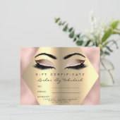 Lashes Makeup Gold Glass Certificate Gift Pink (Staand voorkant)