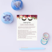Lashes Makeup kunstenaar Floral Aftercare Instruct Flyer (Enkel)
