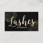 Lashes Makeup kunstenaar Modern Black & Gold Flora Visitekaartje (Voorkant)