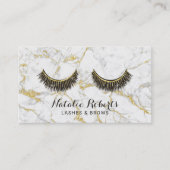Lashes Makeup kunstenaar Modern Gold Marble Salon Visitekaartje (Voorkant)