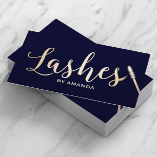 Lashes Makeup kunstenaar Modern Navy & Gold Visitekaartje