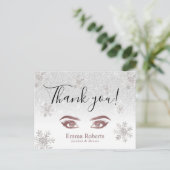 Lashes Makeup kunstenaar Winter Snowflakes Dank je Briefkaart (Staand voorkant)