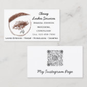 Lashes Makeup Microblade Logo QrCode Monogram Whit Visitekaartje (Voorkant / Achterkant)