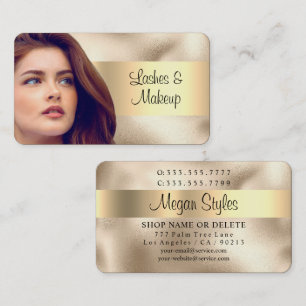 Lashes & Makeup Salon, Uw Foto, Gold op Gold Visitekaartje