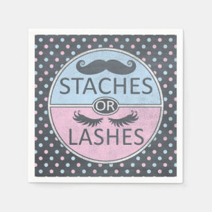Lashes of Staches party napkins. Servet
