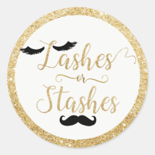 Lashes of Stashes Baby shower Geslacht onthullen g Ronde Sticker