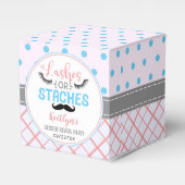 "Lashes or Staches" Modern Gender Reopenbaarmaking Bedankdoosjes (Voorkant Zijde)