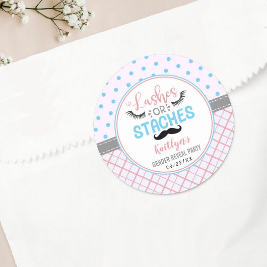 "Lashes or Staches" Modern Gender Reopenbaarmaking Ronde Sticker