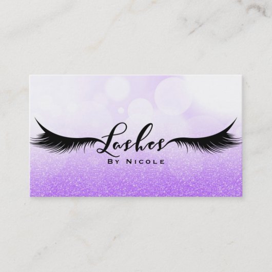 Lashes Paarse Sparkle Glamour Wimpers Make-up Visitekaartje (Voorkant)