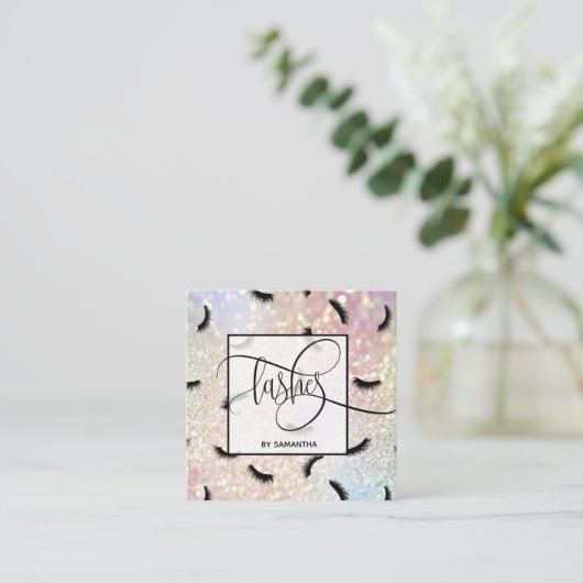 Lashes Pattern Lots Lots of Lashes Eyelash Artist Vierkante Visitekaartje (Staand voorkant)