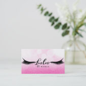 Lashes Pink Sparkle Glamour Wimpers Make-up Visitekaartje (Staand voorkant)