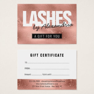 Lashes Roos Gold Pink Sparkle Gift Certificate Visitekaartje