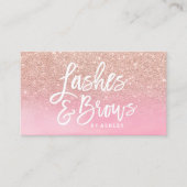Lashes roos goudglitter roze waterverf visitekaartje (Voorkant)