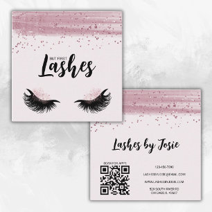 Lashes Roze Glitter Moderne QR Code Vierkante Visitekaartje
