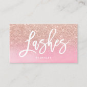 Lashes script roos Gold glitter roze waterverf Visitekaartje (Voorkant)