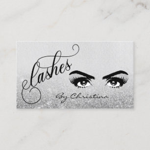 Lashes Script Silver Ombre glitter Eyelash Eyes Visitekaartje