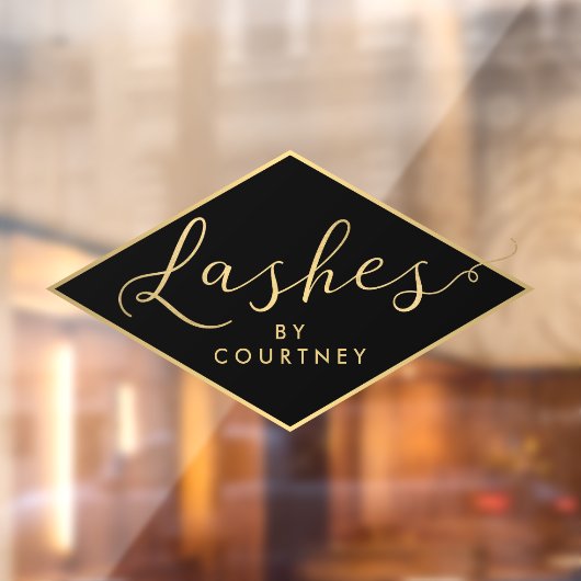 Lashes Script Tekst Goud/Zwart Raamsticker (Vel 2)