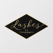 Lashes Script Tekst Goud/Zwart Raamsticker (Vel)