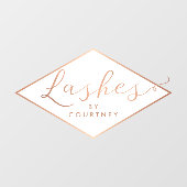 Lashes Script Text Roos Gold/White Raamsticker (Vel)