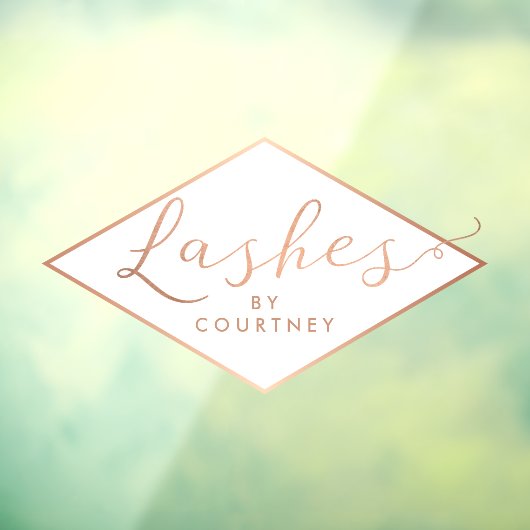 Lashes Script Text Rose Gold/Wit Raamsticker (Vel 3)