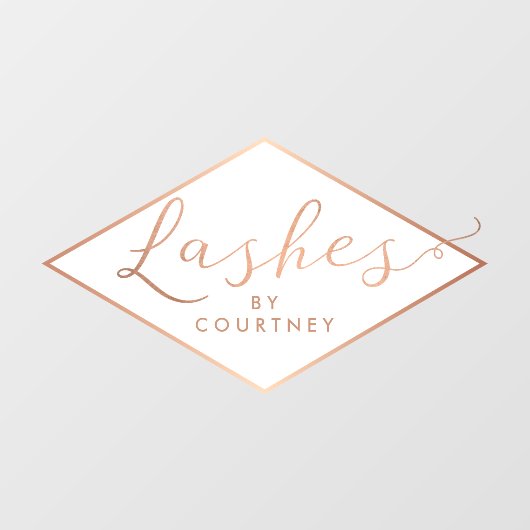 Lashes Script Text Rose Gold/Wit Raamsticker (Vel)