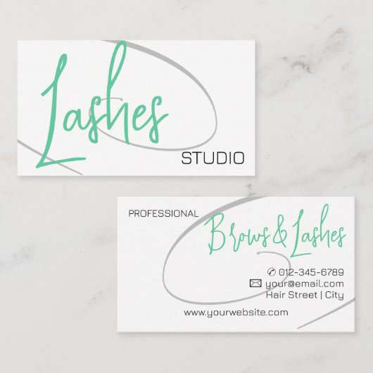 Lashes Studio Modern Classy Professional Blauwgroe Visitekaartje (Voorkant / Achterkant)