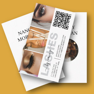 Lashes Typografie 3 Foto Collage QR Code Visitekaartje