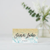Lashes typografie goudglitter marmer visitekaartje (Staand voorkant)
