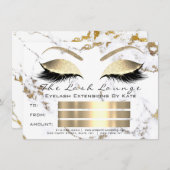Lashes White Gold Marble Makeup Certificate Gift Kaart (Voorkant / Achterkant)