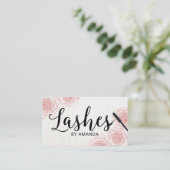 Lashes Zwart Script Stiple Floral Lash Extension Visitekaartje (Staand voorkant)