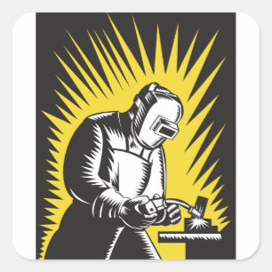 Lasinrichting voor metaalarbeiders vierkante sticker