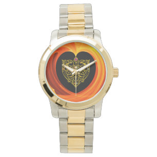 LASLEAF, zwart oranje geel Horloge
