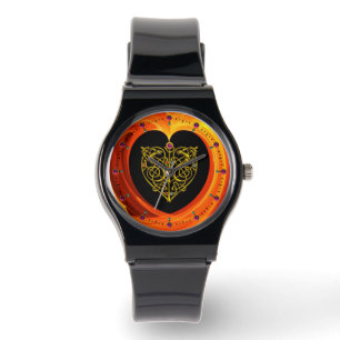 LASLEAF, zwart oranje geel Horloge