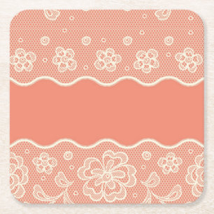 Laspatroon, bloem  4 vierkante kartonnen onderzetter