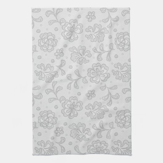 Laspatroon, bloem vintage 1 theedoek (Verticaal)