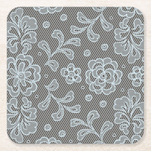 Laspatroon, bloem vintage 6 vierkante kartonnen onderzetter