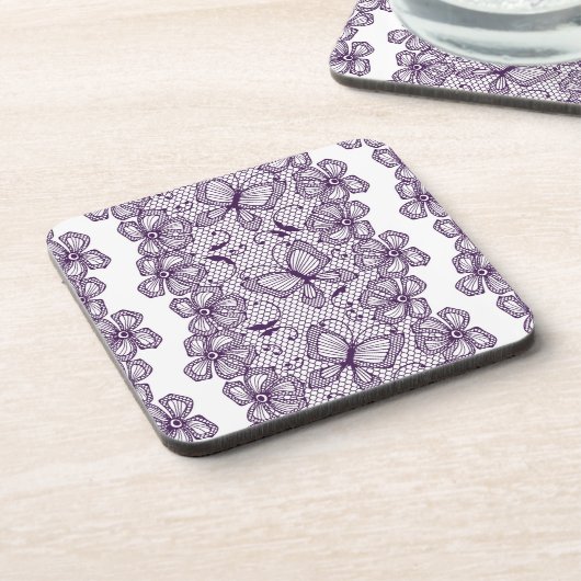 Laspatroon met vlinders bier onderzetter (Linkerzijde)