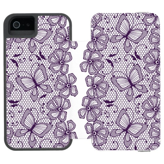 Laspatroon met vlinders incipio iPhone portemonnee hoesje (Agenda Open)