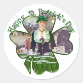 Lass Bartender St. Patrick's Day Ronde Sticker (Voorkant)