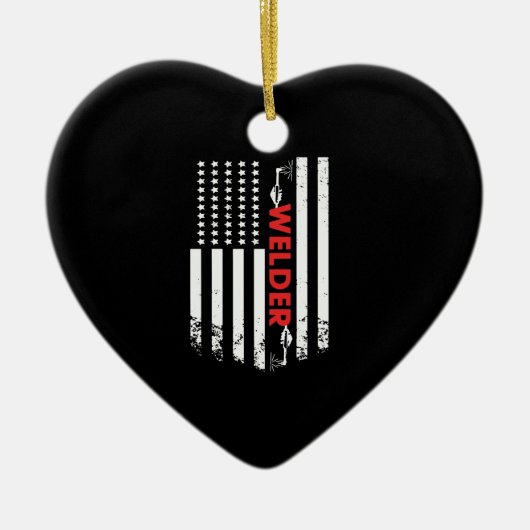 Lassen - Amerikaanse Welder Flag Keramisch Ornament (Voorkant)