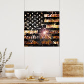 Lassen met vlaggen en -lichten poster (Keuken)