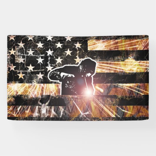 Lassen met vlaggen en -lichten spandoek (Horizontaal)