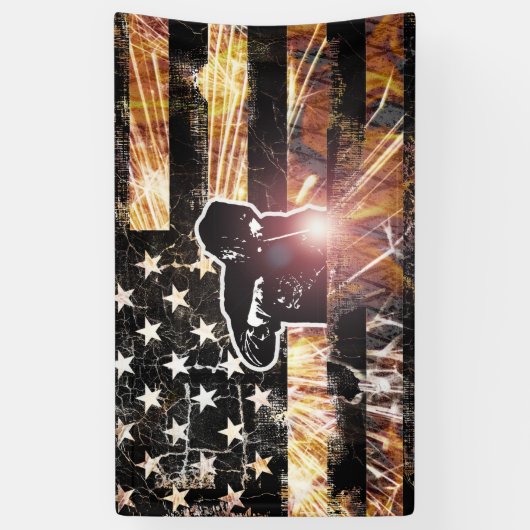 Lassen met vlaggen en -lichten spandoek (Verticaal)