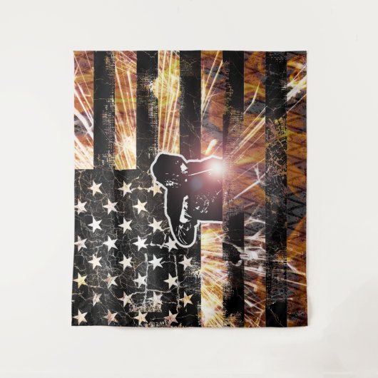 Lassen met vlaggen en -lichten wandkleed (Voorkant)