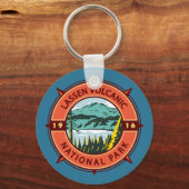 Lassen Volcanic National Park Retro Compass Emblem Sleutelhanger (Voorkant)