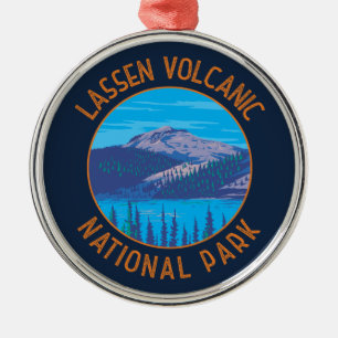 Lassen Volcanic National Park Retro in nood Metalen Ornament