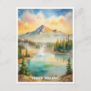 Lassen Volcanic National Park Waterverf Schilderij Briefkaart