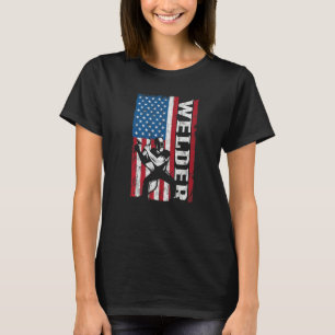 Lasser Amerikaanse Vlag Weldin Technische USA Patr T-shirt