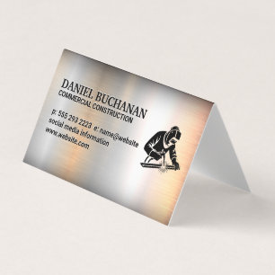 Lasser die aan staal werkt   Metalen achtergrond Visitekaartjes
